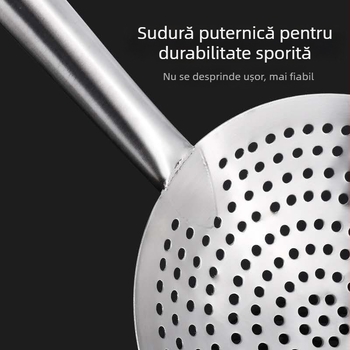 Colander din oțel inoxidabil, îngroșat, pentru prăjit, uz casnic și comercial, strecurător de bucătărie, lingură mare cu găuri