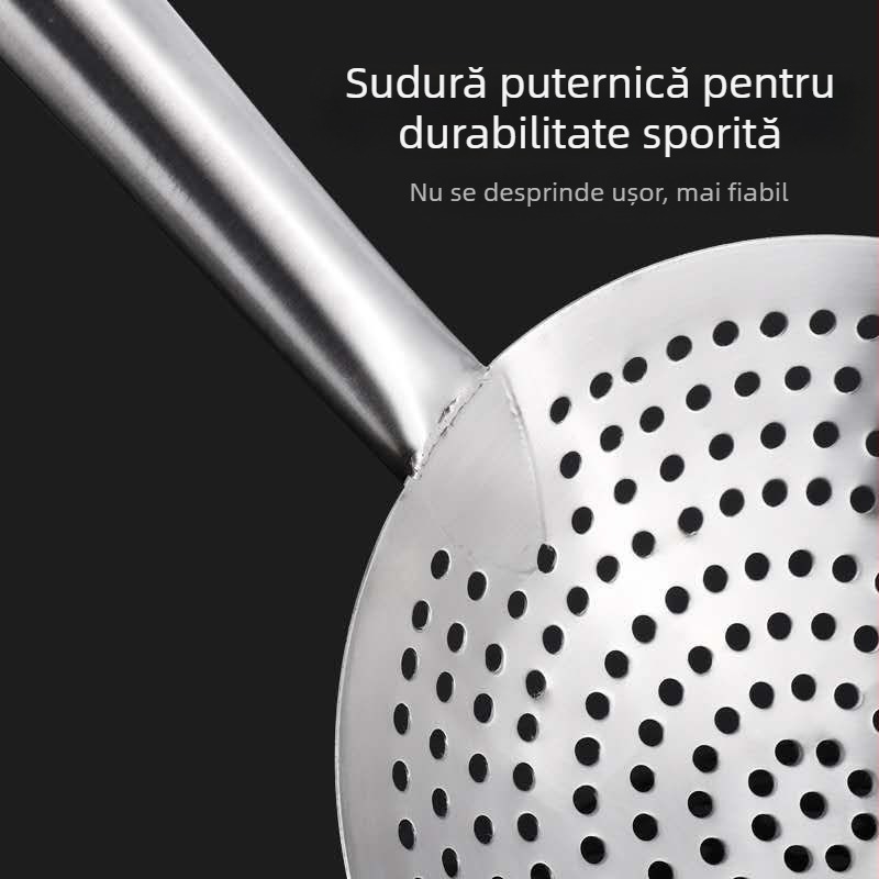 Colander din oțel inoxidabil, îngroșat, pentru prăjit, uz casnic și comercial, strecurător de bucătărie, lingură mare cu găuri