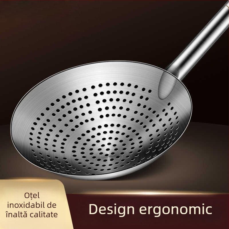 Colander din oțel inoxidabil, îngroșat, pentru prăjit, uz casnic și comercial, strecurător de bucătărie, lingură mare cu găuri