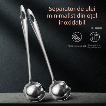 Lingură din oțel inoxidabil 201, separator de ulei cu filtru fin, mâner lung, pentru oală fierbinte