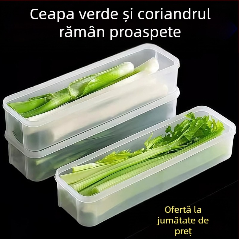 Cutie de depozitare alimentară pentru frigider cu ceapă verde, coriandru, ghimbir, usturoi, tăiței și ouă
