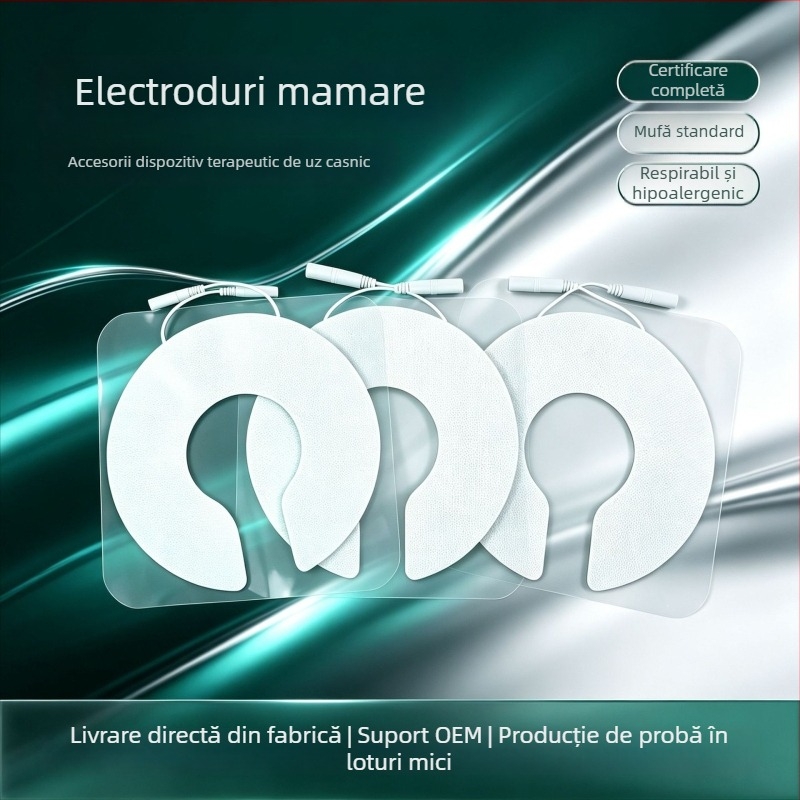 Electrod de fizioterapie în formă de sân, din țesătură nețesută, cu pini, conductiv autoadeziv, pentru dispozitive cu frecvență medie, personalizare OEM