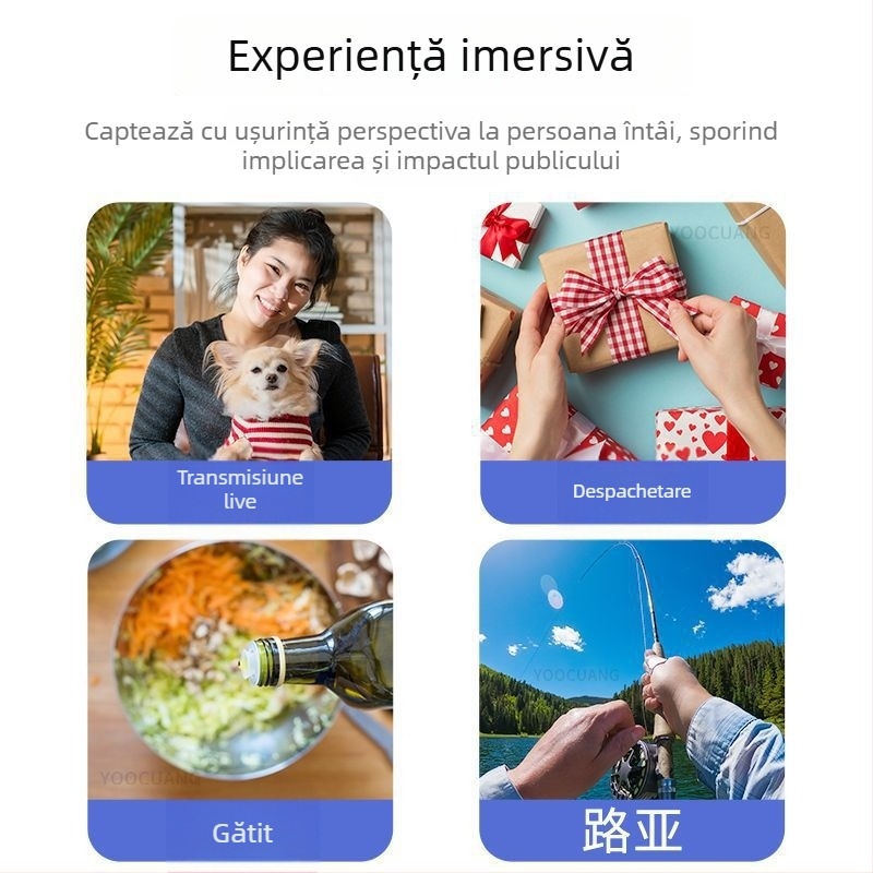 Suport pentru telefon fixat pe piept cu curea, filmare în perspectiva primei persoane, vlog de pescuit și streaming în aer liber