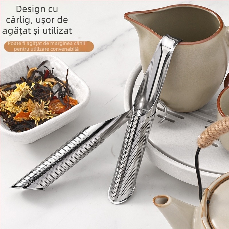 Filtru de ceai din oțel inoxidabil 304, în formă de țeavă, cu design deschidere-închidere, accesorii pentru ceai