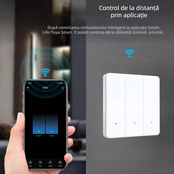 Comutator WiFi cu T34, Bluetooth, 433 MHz, mod dual și mod tri, control de la distanță prin aplicație, panou cu puncte