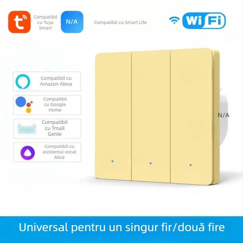Comutator WiFi cu T34, Bluetooth, 433 MHz, mod dual și mod tri, control de la distanță prin aplicație, panou cu puncte