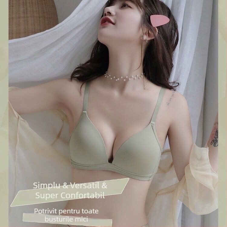 Sutien subtire în stil franțuzesc pentru sâni mici, susținere și modelare, fără sârmă, fără cusături, cupe triunghiulare