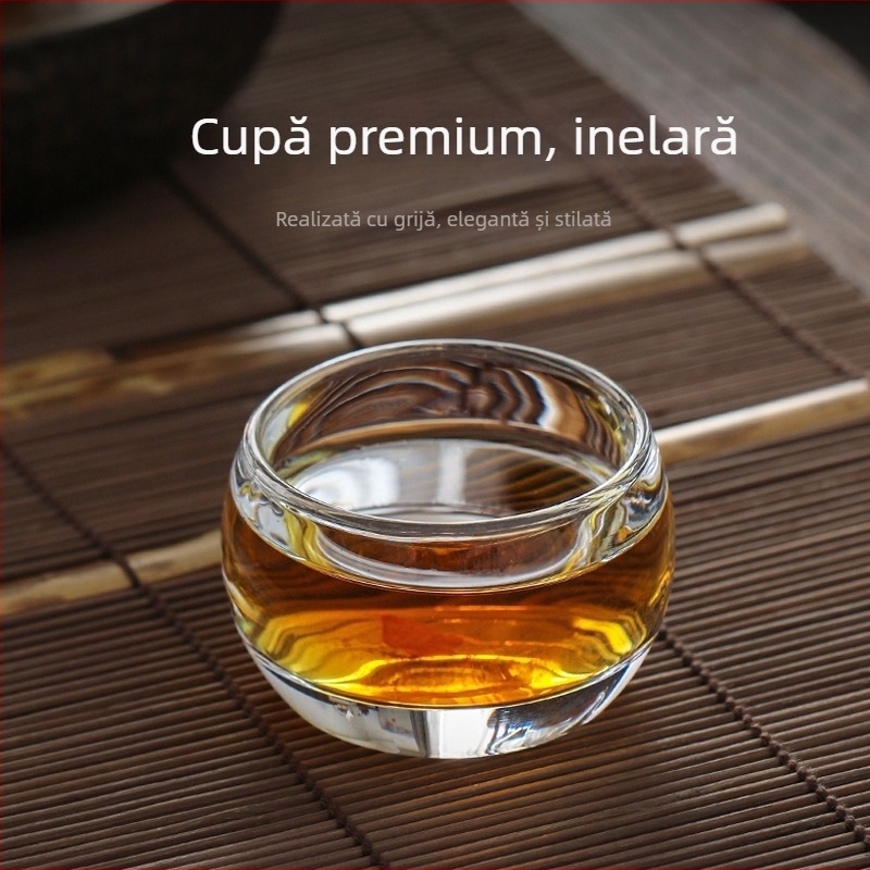Ceasca de ceai Kung Fu din cristal transparent, ceasca de sticla pentru uz casnic, rezistentă la temperaturi înalte, îngroșată, de înaltă calitate, mică
