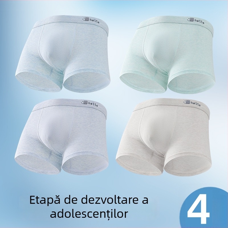 Boxeri pentru băieți din bumbac 95% și elastan 5%, antibacteriale, pentru copii peste 8 ani