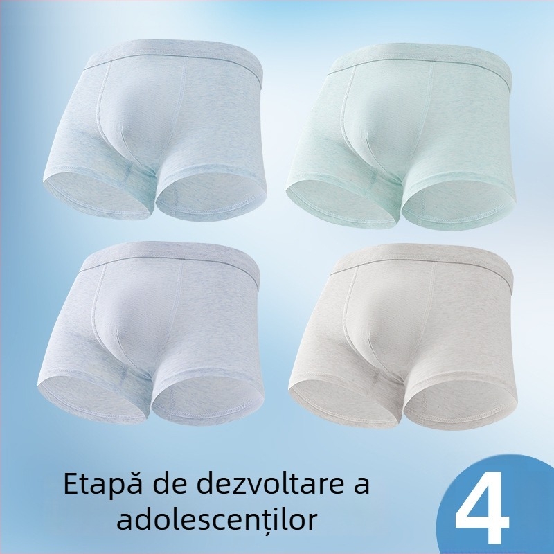 Boxeri pentru băieți din bumbac 95% și elastan 5%, antibacteriale, pentru copii peste 8 ani
