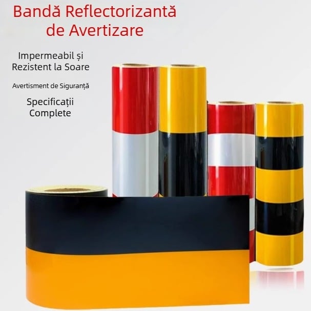 Filmul reflex roșu-alb pentru stâlpi electrici – etichetă anti-coliziune, bandă de avertizare galben-negru