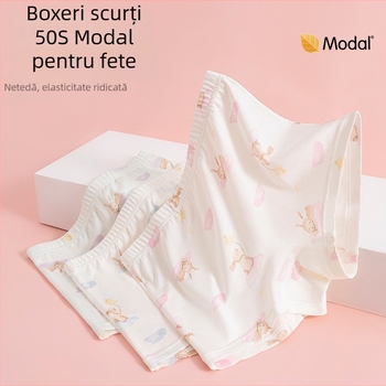 Lenjerie din modal pentru fete, boxeri talie medie cu funda, 3–8 ani