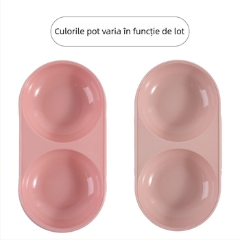 Boluri din plastic colorate ca bomboane pentru pisici, bol dublu oval, stil macaron