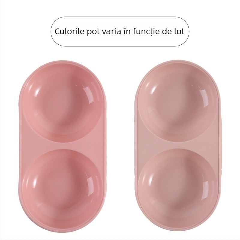 Boluri din plastic colorate ca bomboane pentru pisici, bol dublu oval, stil macaron