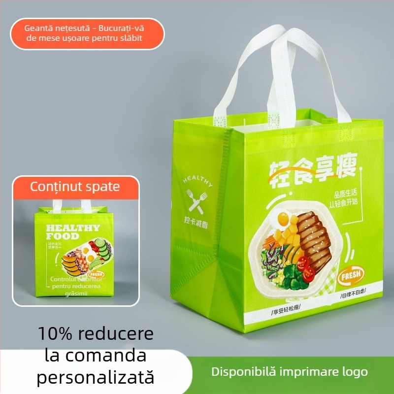 Pungi de livrare din material nețesut, impermeabile, pentru catering comercial, ambalaje ecologice, geantă cu imprimare a logo-ului