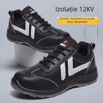 Pantofi de protecție pentru bărbați, antișoc, anti-perforație, ușori, durabili, casual și stil, izolație electrică 12 kV