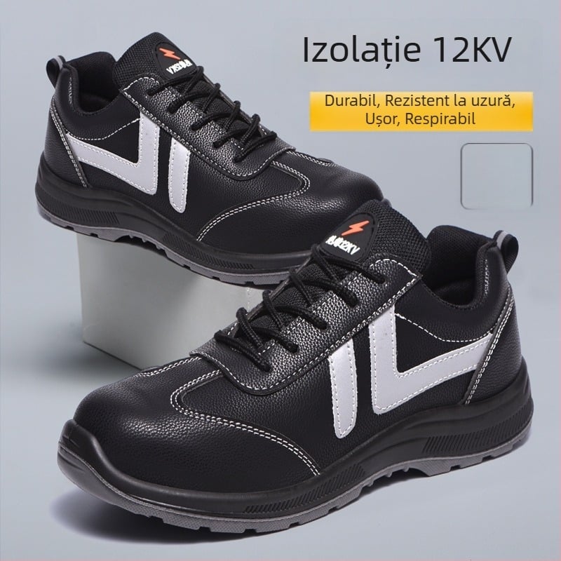 Pantofi de protecție pentru bărbați, antișoc, anti-perforație, ușori, durabili, casual și stil, izolație electrică 12 kV