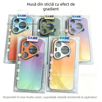 Funda din sticlă cu gradient curcubeu pentru Huawei Pura90Pro și Mate80Pro, protecție electroplată integrală