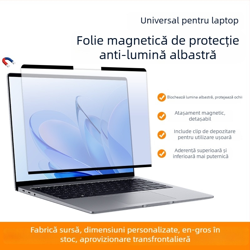 Protector de ecran magnetic universal pentru laptop cu protecție a intimității, folie HD detașabilă, aderență puternică, filtrare a luminii albastre