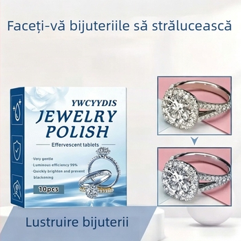 Tablete efervescente pentru îngrijire și curățare bijuterii; potrivite pentru toate tipurile de bijuterii; elimină cu ușurință petele și oxidarea