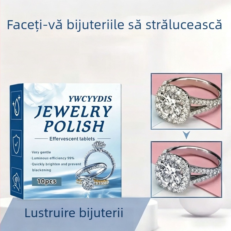Tablete efervescente pentru îngrijire și curățare bijuterii; potrivite pentru toate tipurile de bijuterii; elimină cu ușurință petele și oxidarea