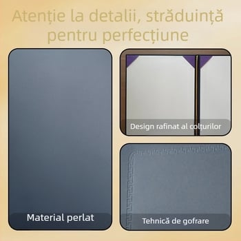 Plic certificat cu copertă de catifea pe hârtie perlată, format A4, pentru certificate de onoare, certificate de premiu, scrisori de numire și un caiet de semnare de lux