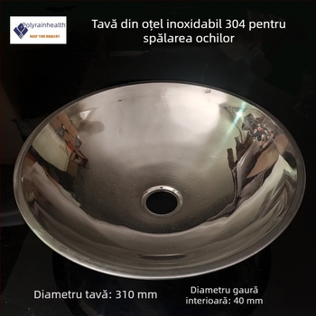 304 oțel inoxidabil – accesoriu pentru duș de urgență pentru spălarea ochilor, tavă colectare apă, vas de spălat ochi și față, îngroșat și mărit