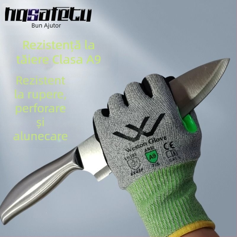 Mănuși pentru protecție la tăiere, nitril A9, finisaj mat, antiderapante și rezistente la uzură