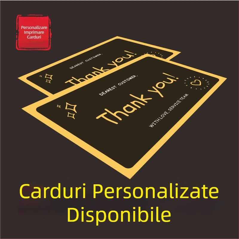 Carduri de vânzare în engleză cu carduri însoțitoare pentru serviciu post-vânzare, carduri de răzuire, manuale pliabile și carduri de evaluare