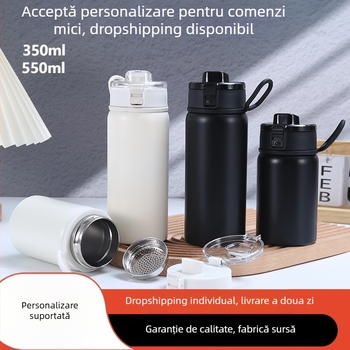 MLai cană termică izolată pentru ceai cu infuzor, oțel inoxidabil 316 în interior, 201 în exterior, portabilă și stilată
