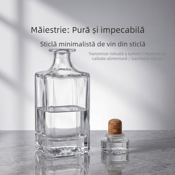Sticlă simplă de whisky, transparentă, 750 ml, sticlă din cristal alb îngroșat, dop din plută sigilat