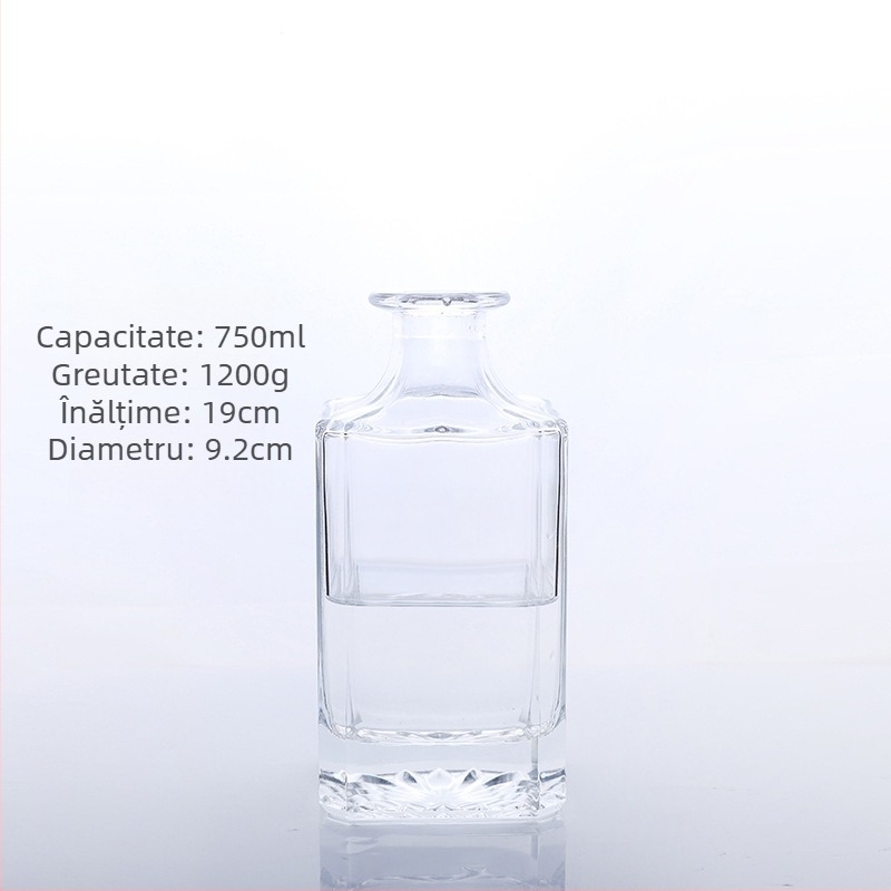 Sticlă simplă de whisky, transparentă, 750 ml, sticlă din cristal alb îngroșat, dop din plută sigilat