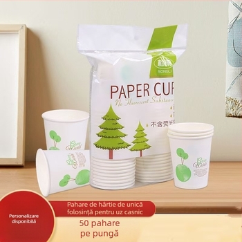 Cănițe de unică folosință din hârtie pentru băuturi, 9 oz (240–250 ml), laminate, pentru băuturi calde, pachet de 50 buc