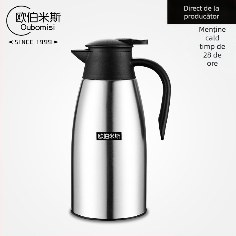 Obermeth 304 oțel inoxidabil, pereți dubli vidati, termos pentru uz casnic, recipient pentru apă fierbinte și oală de cafea