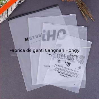 Geantă EVA mată cu fermoar, geantă pentru haine cu două fețe, pungă din plastic pentru depozitare cu imprimare logo