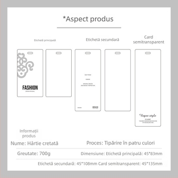 Set etichete pentru haine pe hârtie cu plăcuță de cupru; etichete personalizabile pentru haine de damă și design certificat pentru îmbrăcăminte de înaltă clasă și textile de casă