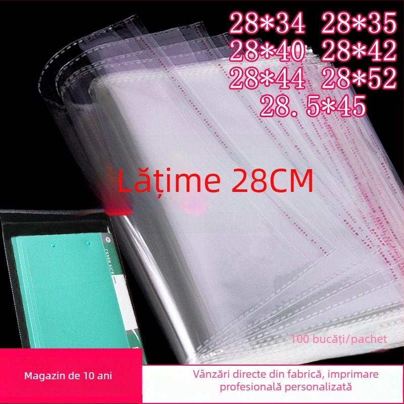 Pungă din plastic transparent autoadezivă pentru ambalarea hainelor, pentru jeanși și cămăși, 28x40 cm