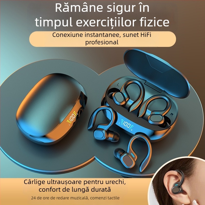SP16OWS Căști Bluetooth fără fir cu cârlig pentru ureche, in-ear, bas puternic