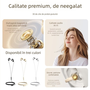 Căști cu fir, cu conducere osoasă, clip-on, design deschis, cu microfon, pentru desktop și laptop, model Q2