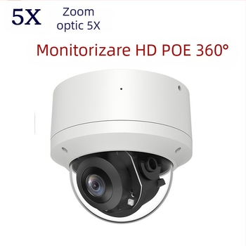 Cameră PTZ cu zoom electric 5x, 360° panoramă, rezistentă la apă și explozie, PoE