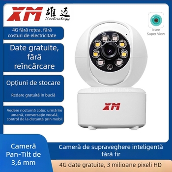 Cameră de supraveghere interior 4G, 3MP, cu PTZ (Pan-Tilt), HD