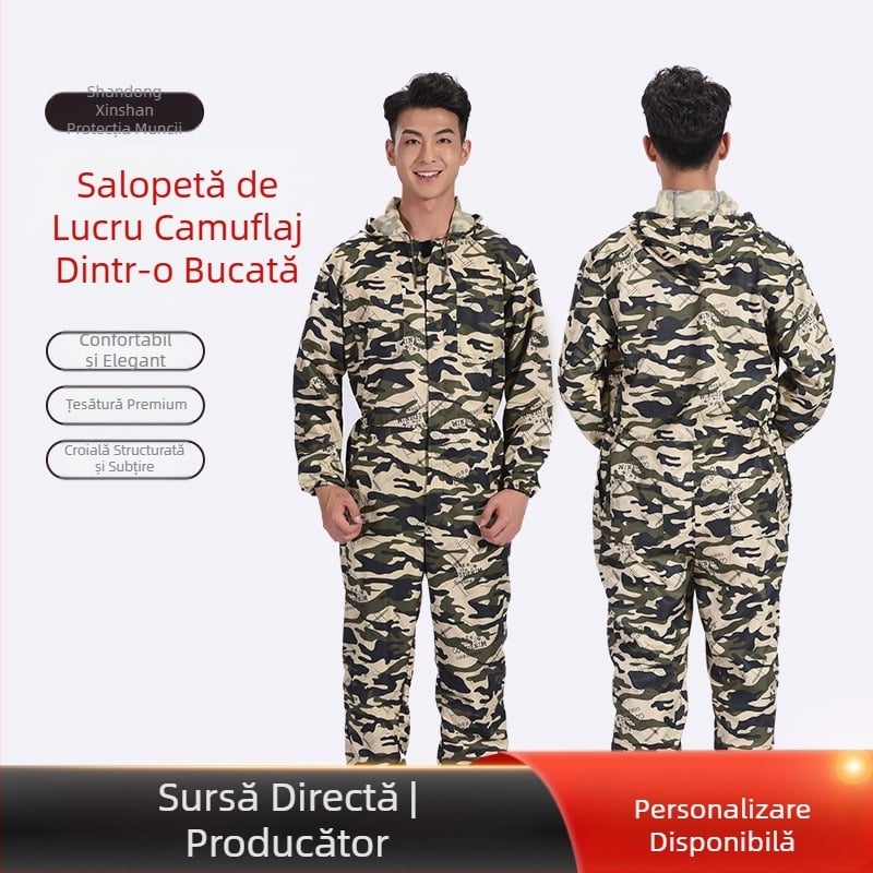 Combinezon de lucru camuflat, protecție împotriva prafului, respirabil, costum de protecție pentru vopsire