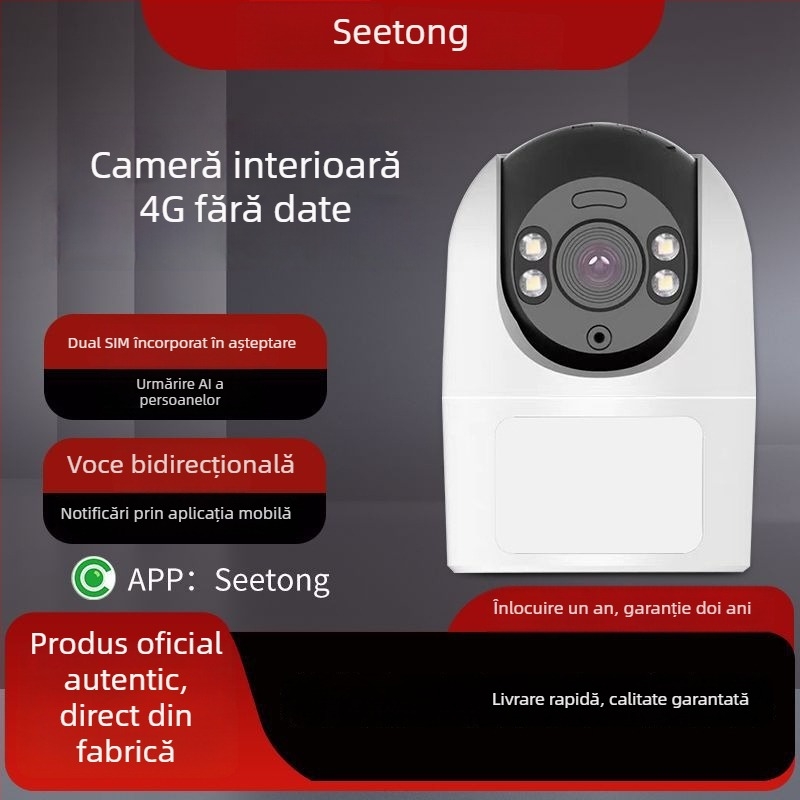 Cameră de supraveghere 4G cu interfon vocal pentru telefon, PTZ desktop cu unghi larg, vizionare nocturnă HD pentru uz casnic