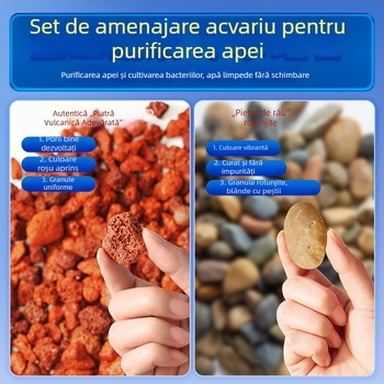 Piatră vulcanică și pietre de râu pentru amenajarea acvariului și substrat, pietre naturale pentru plante acvatice și habitat de țestoase