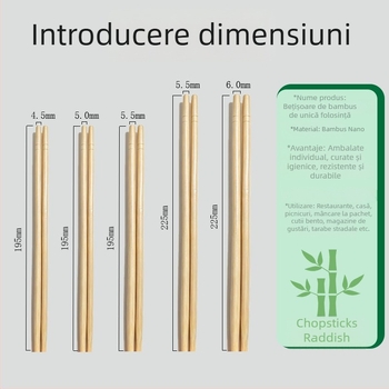 Bețișoare de unică folosință din bambus pentru fast food, uz casnic și restaurante, verzi, ambalate individual
