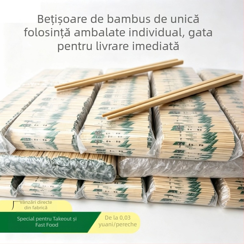 Bețișoare de unică folosință din bambus pentru fast food, uz casnic și restaurante, verzi, ambalate individual