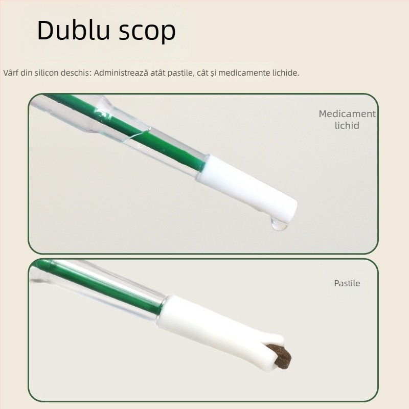 Dispozitiv de administrare a medicamentelor pentru animale de companie (pisici și câini), dozator de tablete în stil seringa pentru lichide și capsule