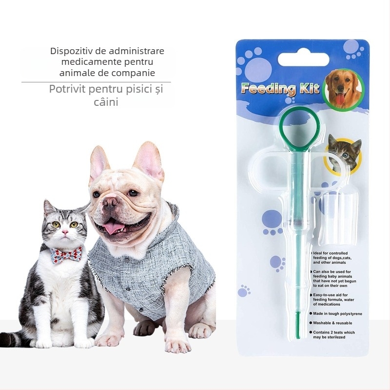 Dispozitiv de administrare a medicamentelor pentru animale de companie (pisici și câini), dozator de tablete în stil seringa pentru lichide și capsule