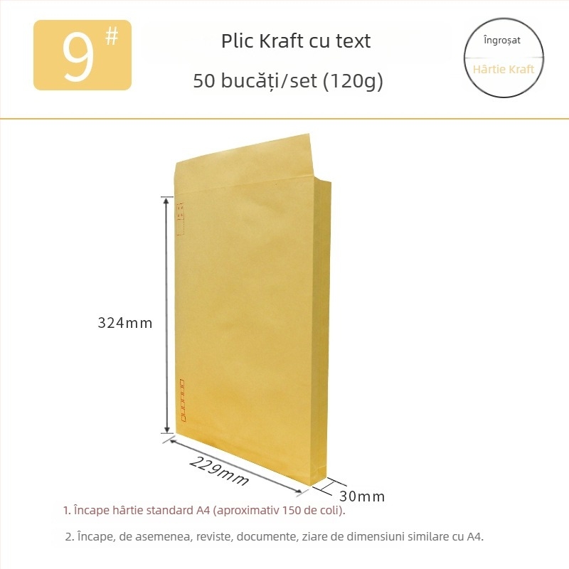 Dragon Peak Galben No.9 Plic documente A4 din hârtie kraft groasă, geantă de fișiere cu imprimare personalizată