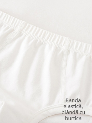 Chiloți boxeri pentru copii din bumbac, albi, unisex, clasă A, 3-8 ani